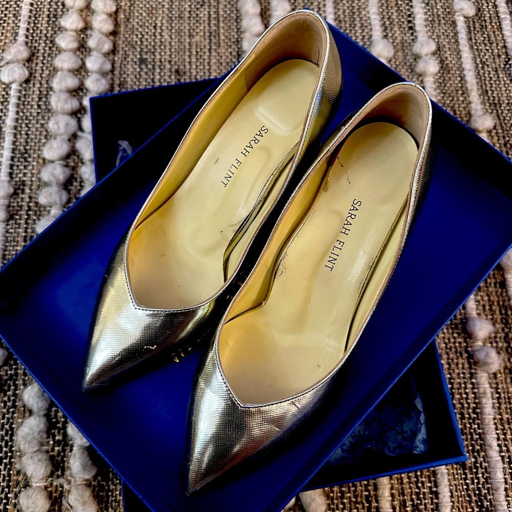 Sarah Flint authentic (paid full price) Emma gold heel 37